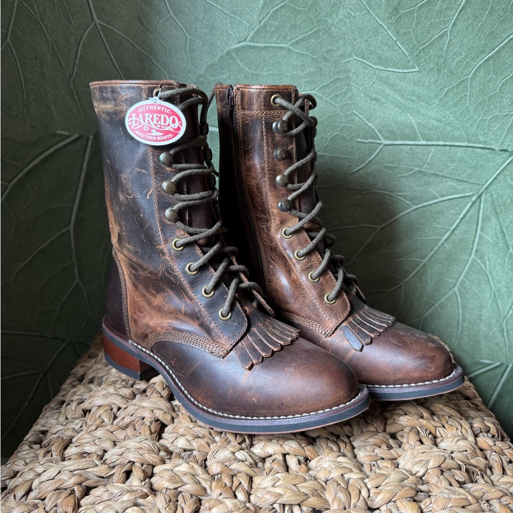 Laredo Brown Lace Up Boots NEW! Size 6